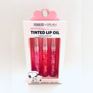 Celavi Snoopy Tinted Lip Oil Trio - Strawberry, Watermelon, Purple Pitaya